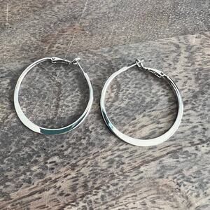 Silver tone high end classic professional trendy omega back hoop earrings